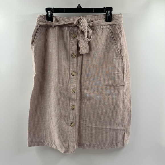 Liz Claiborne Dresses & Skirts - Liz Claiborne Linen Paperbag Mini Skirt – Tan & White Stripes – Size 10